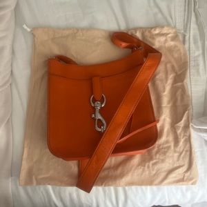 Rebecca Minkoff Megan Small Crossbody Leather Feed Bag in Orange